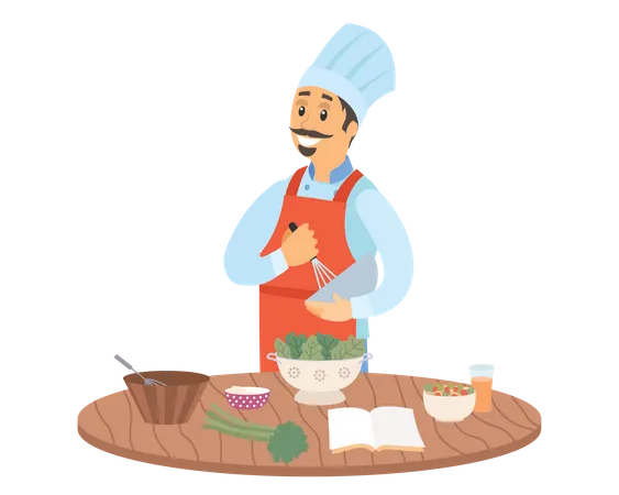 Male Chef cooking Illustration