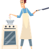 illustration male chef cooking