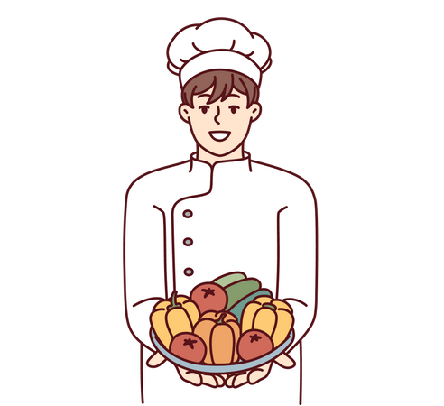 Male chef cooking  Illustration