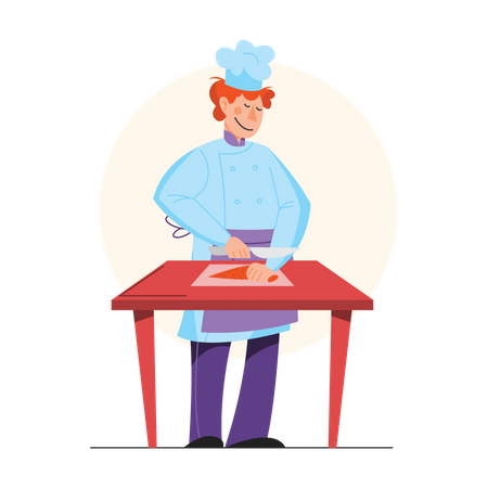 Male chef cooking  Illustration