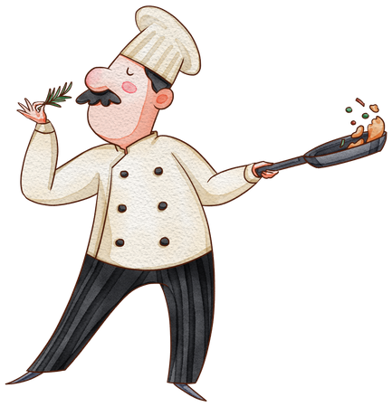 Male chef cooking  Illustration