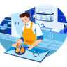 male chef cooking illustration svg