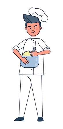 Male chef cooking in kitchen  Illustration