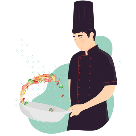 Male chef cooking on kitchen  Illustration