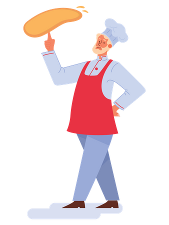 Male chef cooking pizza Illustration