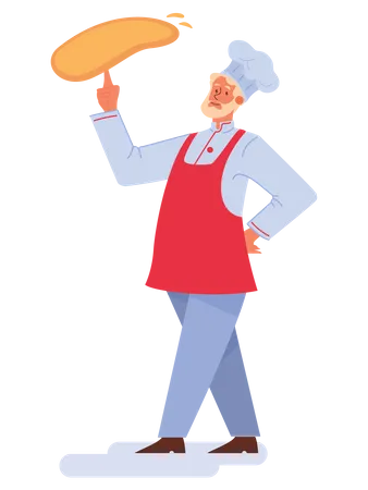 Male chef cooking pizza  Illustration