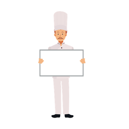 Male Chef Holding Blank Card  Illustration