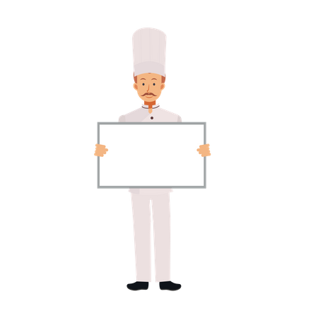 Male Chef Holding Blank Card  Illustration