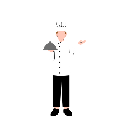 Male chef holding dish  Illustration