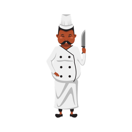 Male Chef holding knife  Illustration