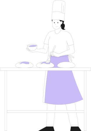 Male chef making bread  Illustration