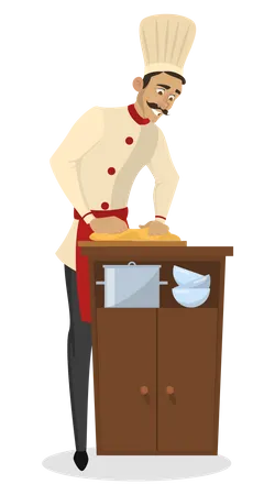 Male chef making dough  Illustration