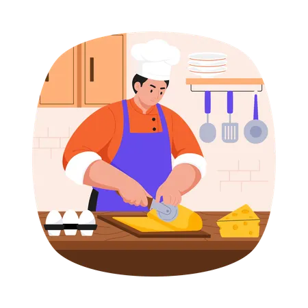 Male chef making Pizza  Illustration