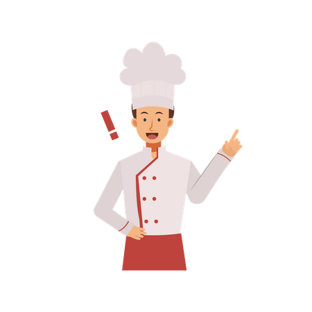Male Chef Pointing Finger Up Illustration