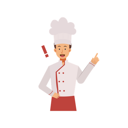 Male Chef Pointing Finger Up  Illustration