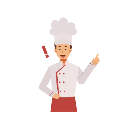 Male Chef Pointing Finger Up  Illustration