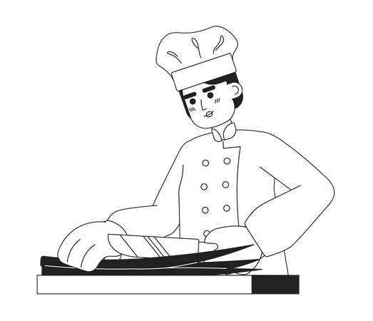 Male chef prepare food  Illustration