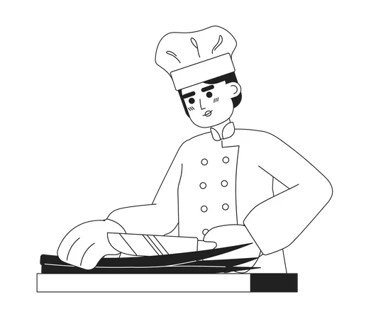 Male chef prepare food  Illustration