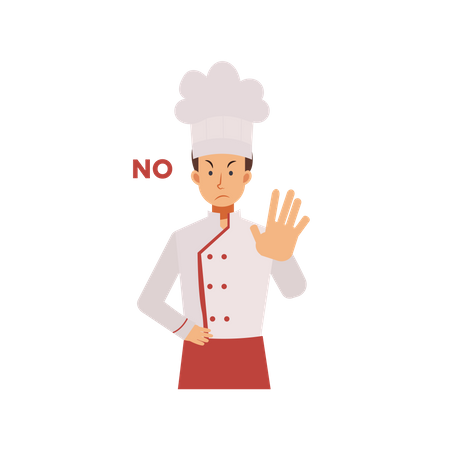 Male Chef Saying No  Illustration