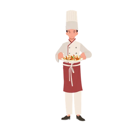 Culinary Professional Concept Chef Serving Delicious Gourmet Food Flat Vector Cartoon Illustration Illustration