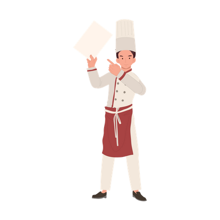Male Chef showing Recommend Menu  Illustration
