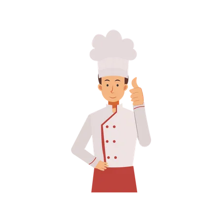 Male Chef Showing Thumb Up Illustration