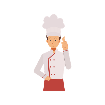 Male Chef Showing Thumb Up  Illustration