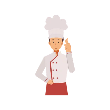 Male Chef Showing Thumb Up  Illustration