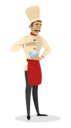 Male chef sprinkle salt  Illustration