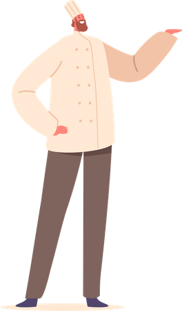 Male Chef Standing with Raised Arm  Illustration
