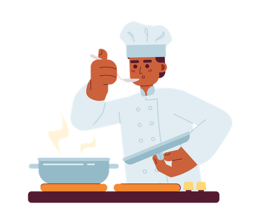 Male chef taste food  Illustration