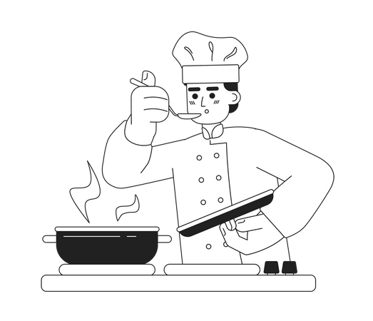 Male chef taste food  Illustration
