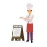 illustration for male chef welcoming