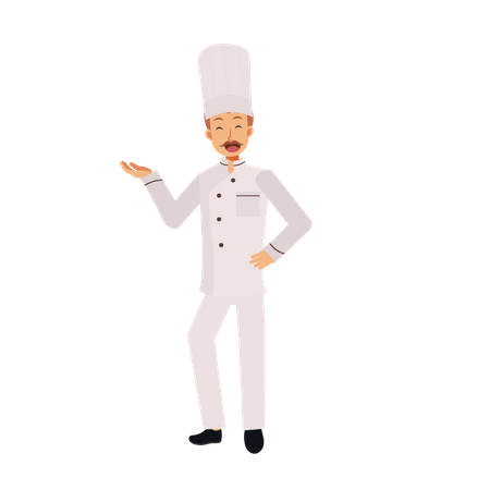 Male Chef Welcoming  Illustration