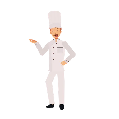 Male Chef Welcoming  Illustration