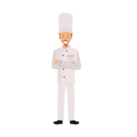 Confident Male Chef Flat Vector Cartoon Character Illustration Illustration