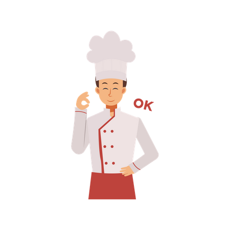 Male Chef With Ok Hand Gesture  Illustration