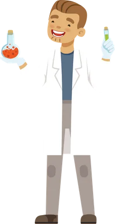 Male chemist experimenting in laboratory Illustration