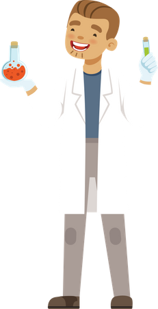 Male chemist experimenting in laboratory  일러스트레이션
