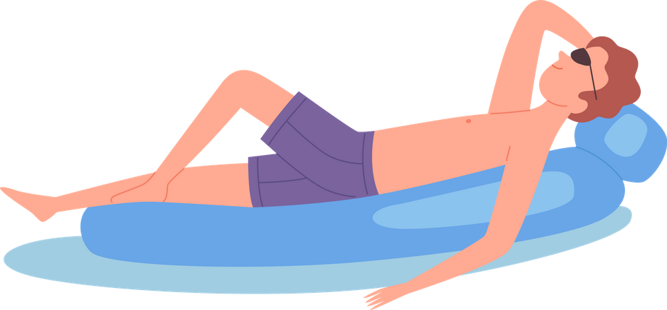 Male chilling in swimming pool  Illustration