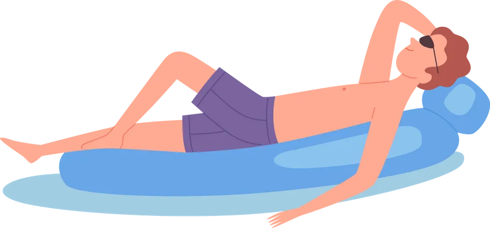Male chilling in swimming pool  Illustration