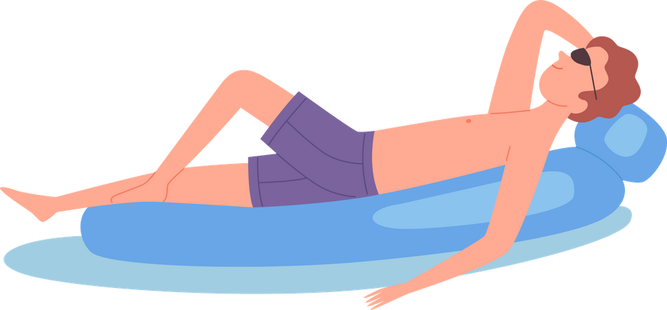 Male chilling in swimming pool  Illustration