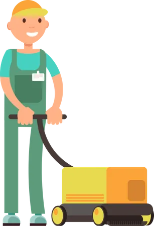Cleaner Vector Characters With Cleaning Equipment Cleaning Company Team In Uniform Vector Set Cleaner With Bucket Character Man Profession Cleaner Illustration Illustration