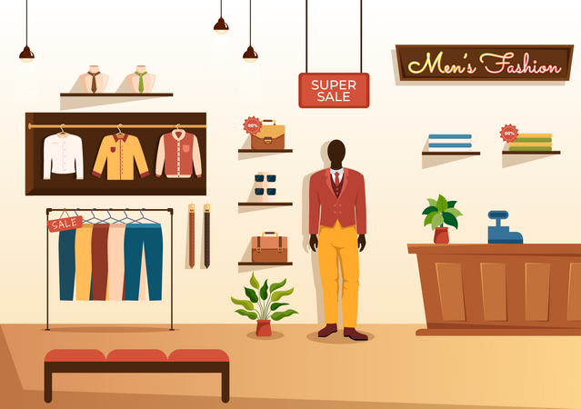 Male Clothes Store Illustration
