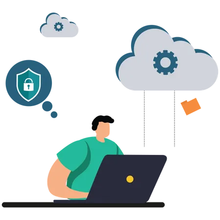 Male cloud hosting developer  Illustration