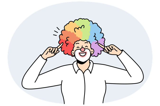 Male clown with rainbow hairstyle  Illustration