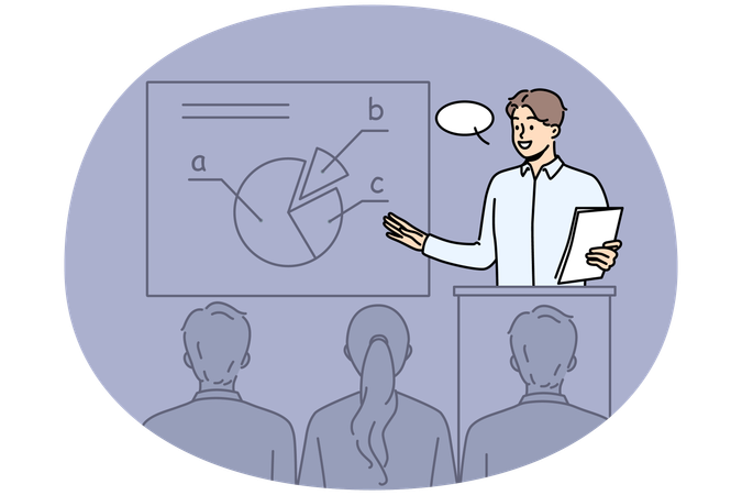 Male coach present diagram at conference  Illustration