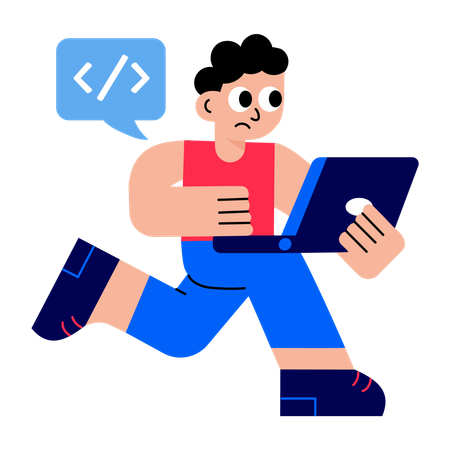 コーディングをしている男性プログラマー  イラスト