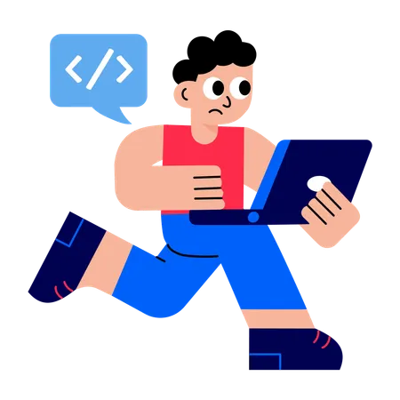 Male coder doing coding  Illustration