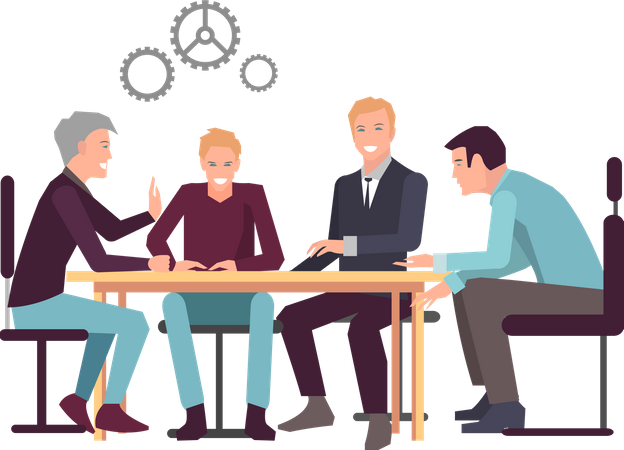 Male colleagues work on business development  Illustration